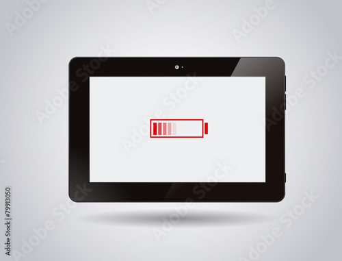 Glossy tablet Isolated with no / low battery. Vector