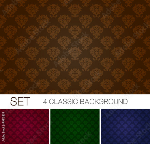 Set of seamless background with Damascus ornament