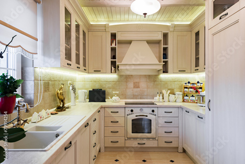 Interior modern luxury white kitchen © poplasen