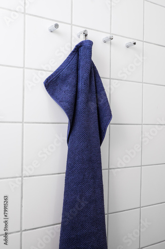 Blue hanging towel