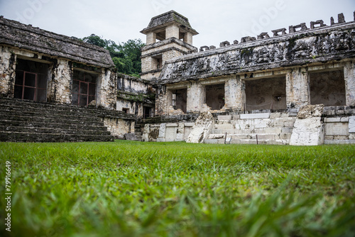 Palenque Mayan City. Ruins in the Jungle, Chiapas, traveling thr photo