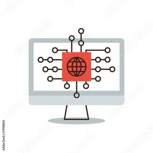 Global network flat line icon concept