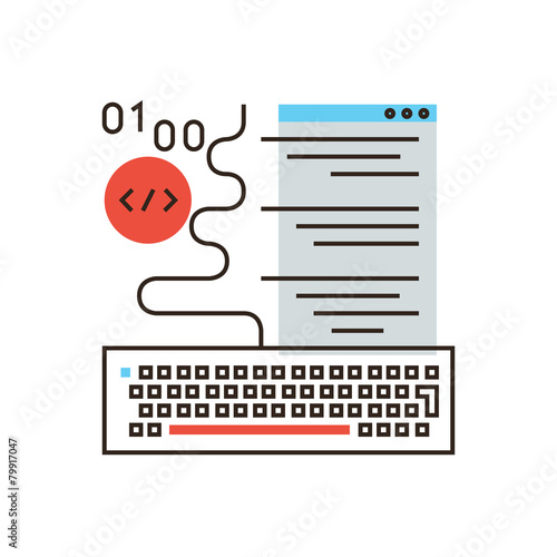 Web programming flat line icon concept