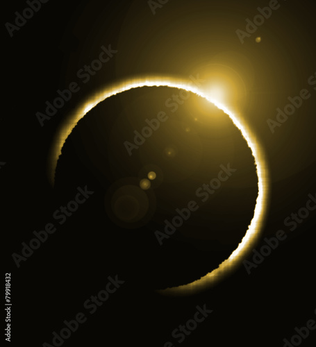 rendering of a solar eclipse and a big flare