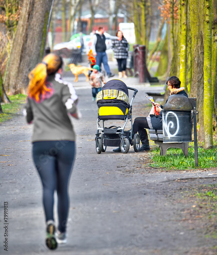 Young mother with pram