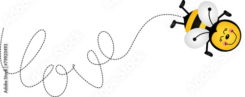 Cute bee writes love with your flight