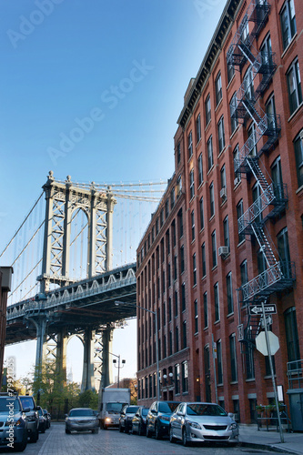 Manhattan Bridge from a Busy Street Dumbo Brooklyn © Bokicbo