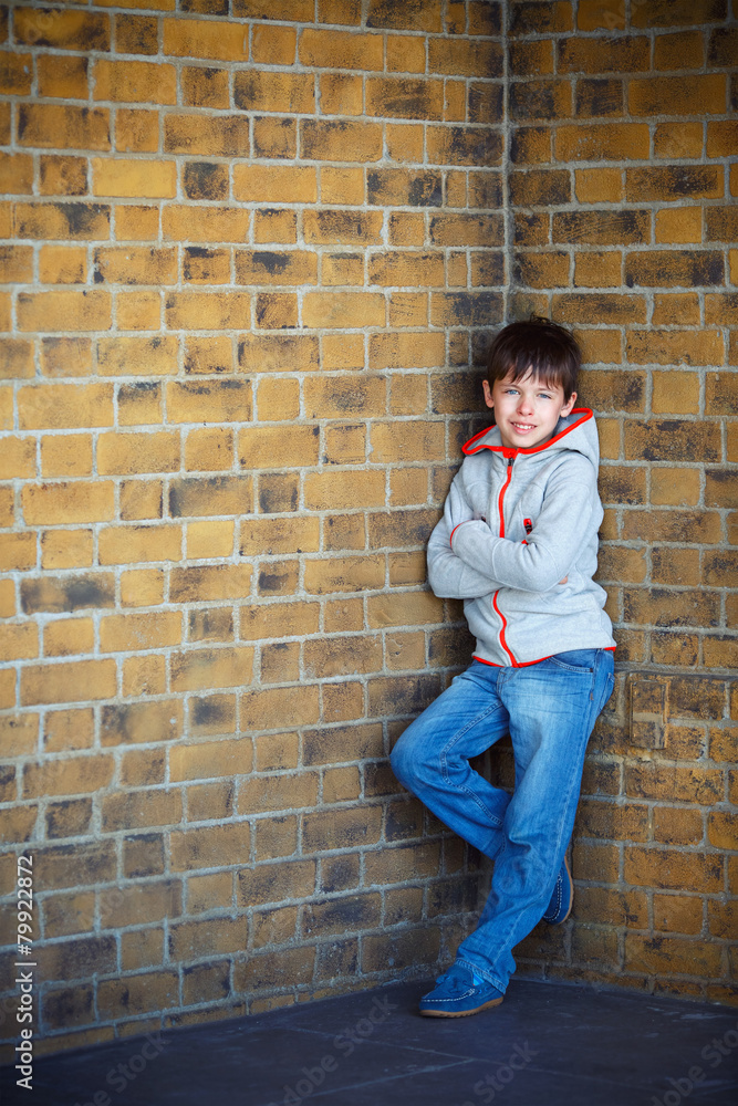 Portrait of cute little boy outdoors