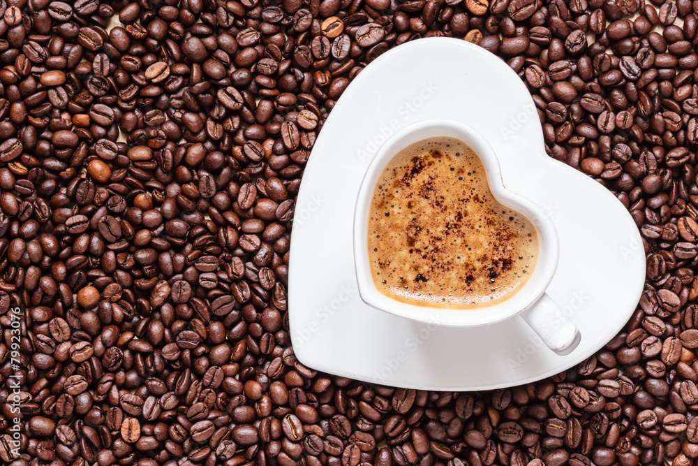 white coffee cup heart shaped with cappucino white coffee cup heart shaped with cappucino