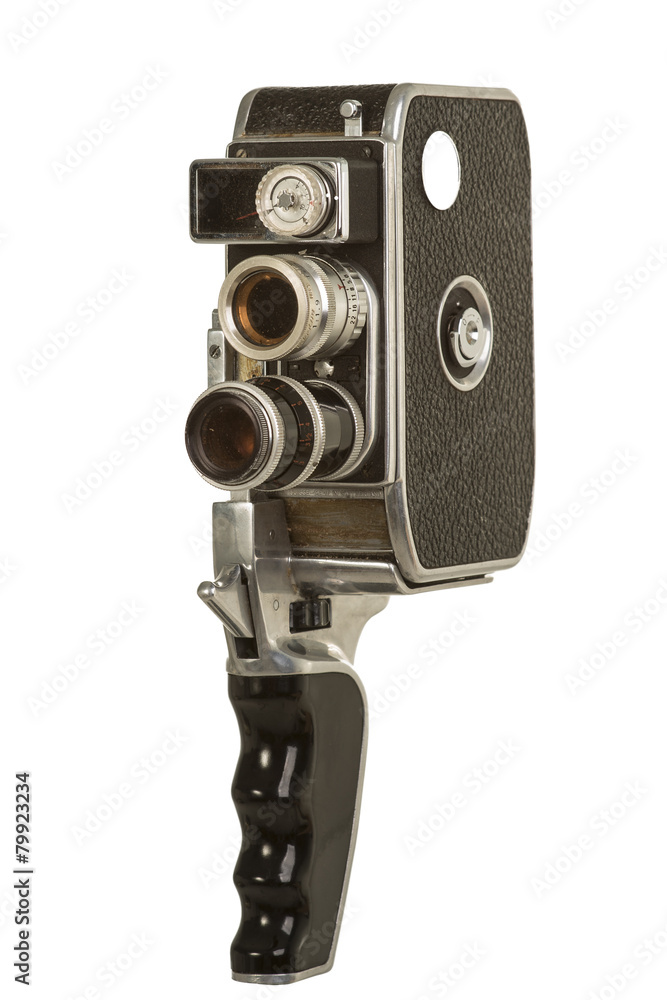 Vintage handheld 8mm movie camera isolated on white Photos | Adobe Stock
