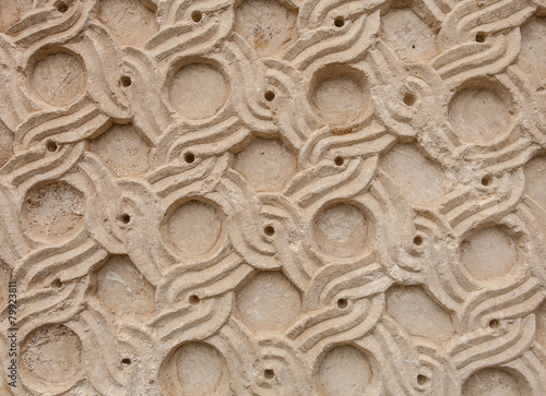 Ancient background texture with signs. Architecture part.