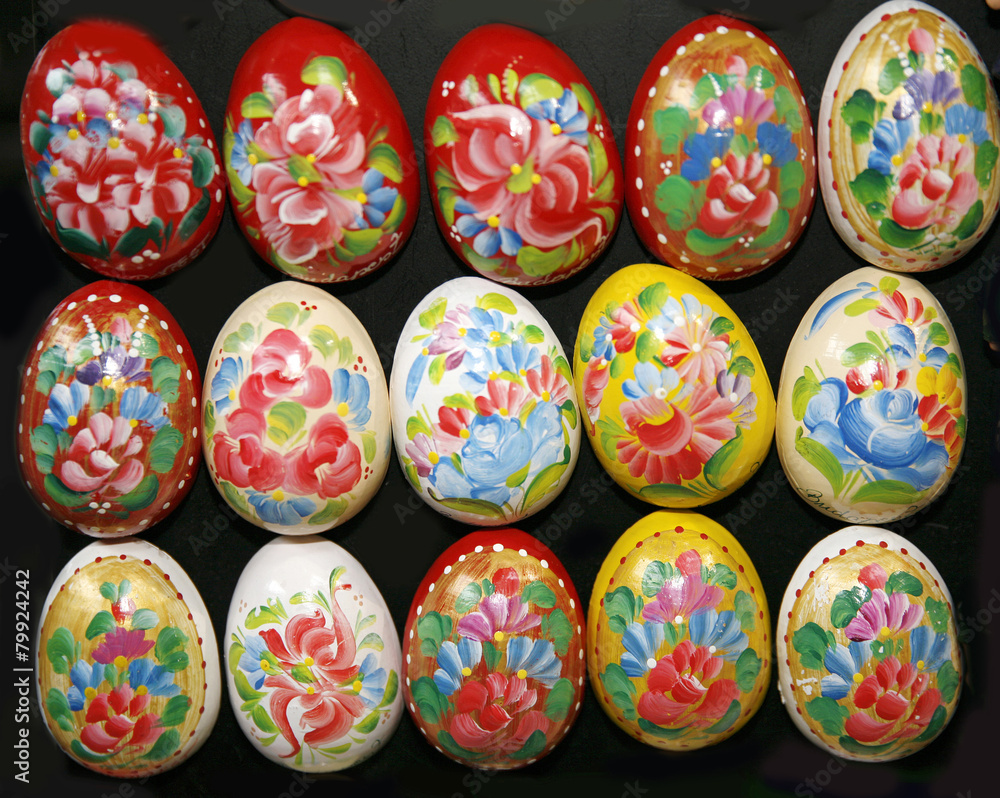 Homemade Hand Painted Easter Eggs Decoration of Various Colors