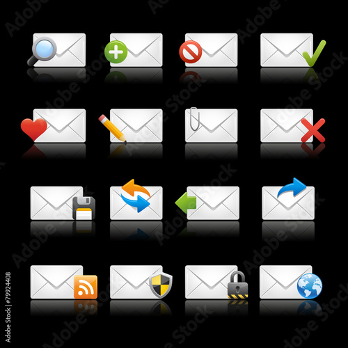 E-mail Icons - Set 1 -- Black Background