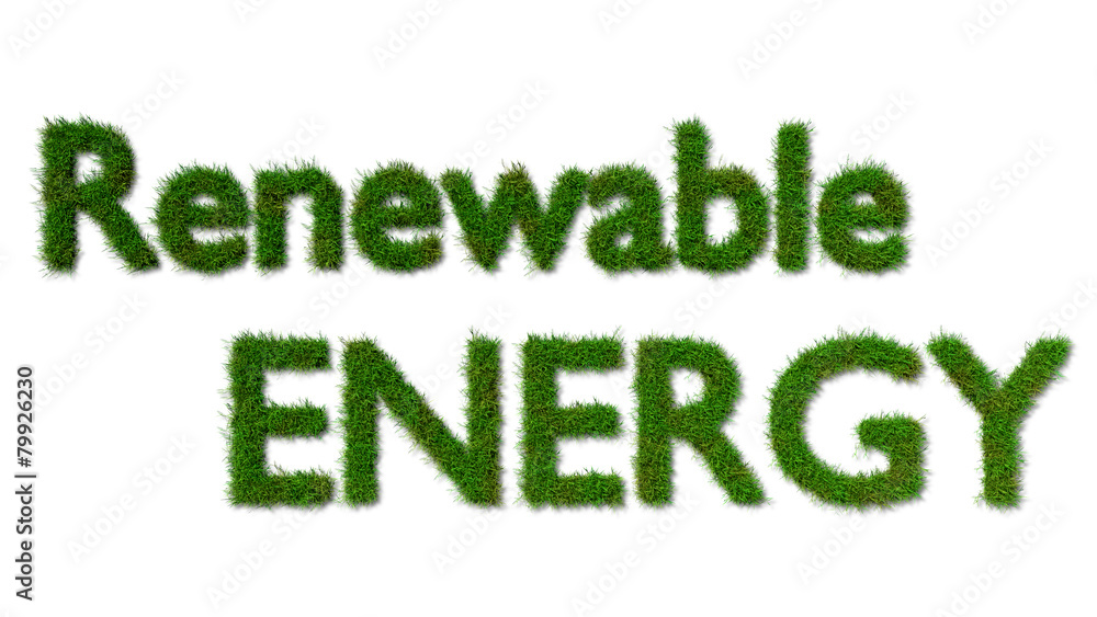 renewable energy sign on grass renewable energy sign on grass