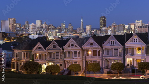 4K Time lapse zoom out Painted Ladies San Francisco sunset