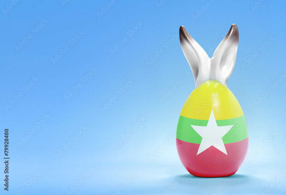Obraz premium Colorful cute easter egg and the flag of Burma .(series)