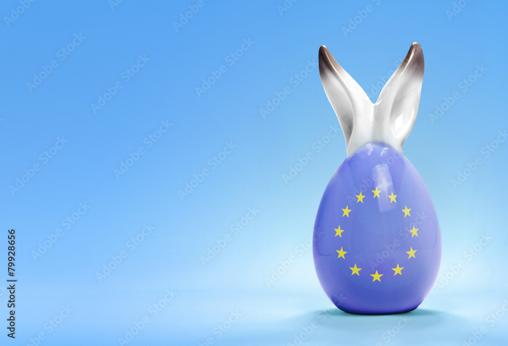Obraz premium Colorful cute easter egg and the flag of Europe .(series)