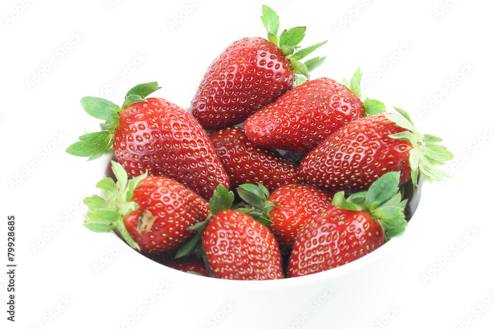 Red strawberry isolated on white background
