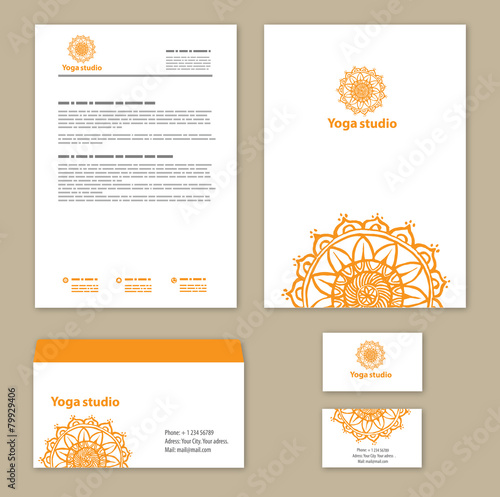 Template corporate style with a round ornament