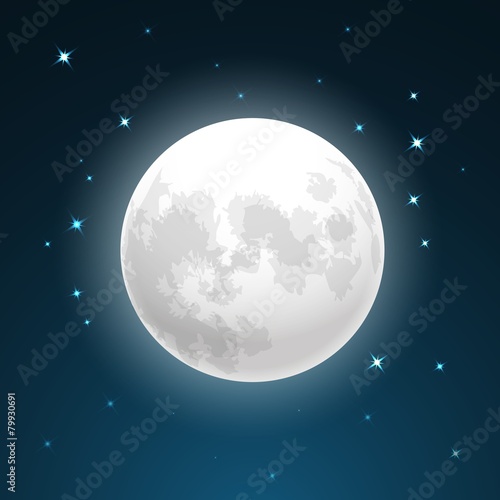 Full moon and stars