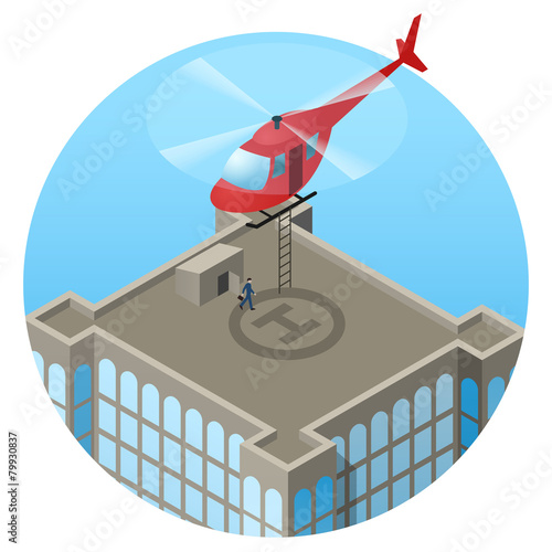 VIP, landing in helicopter on skyscraper roof