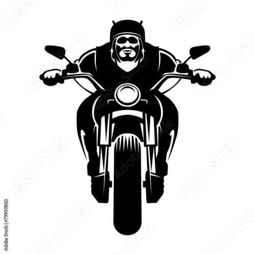 Biker icon. Man on a motorcycle