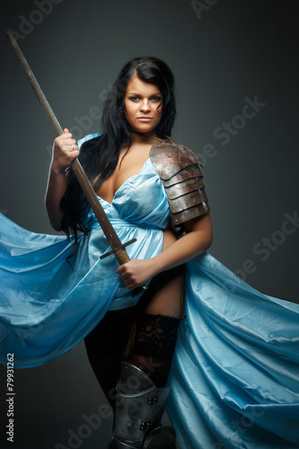 Fotografie Awesome black haired woman.