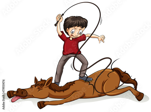 Man beating the horse