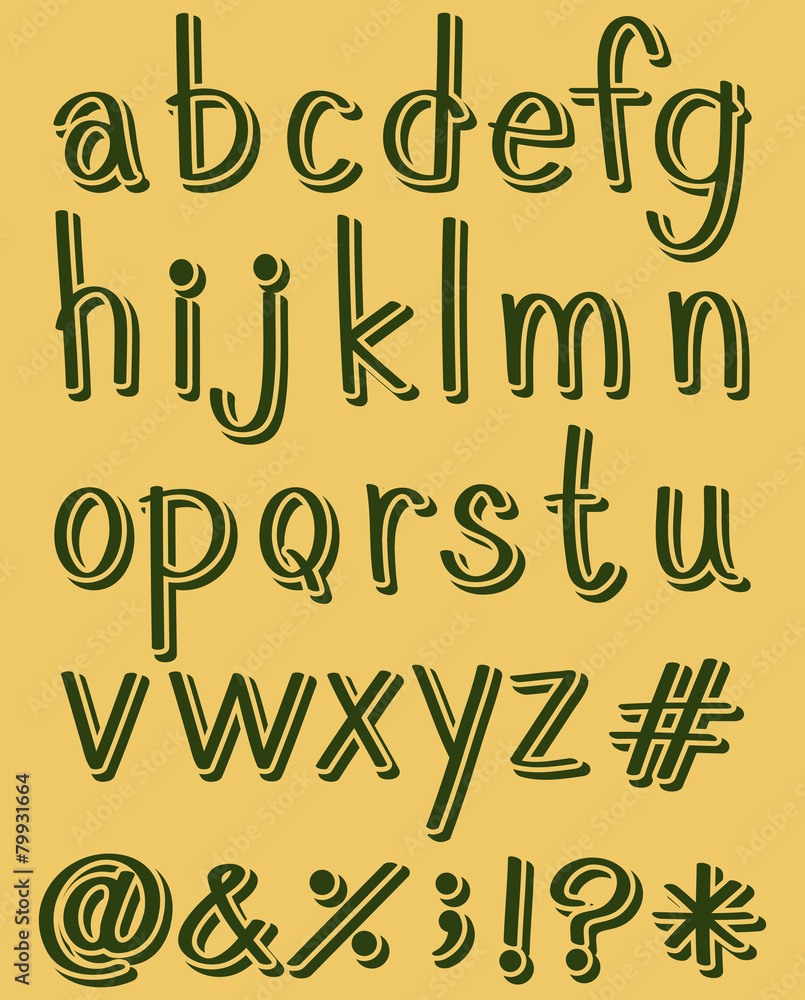 Letters of the alphabet in green color Letters of the alphabet in green color