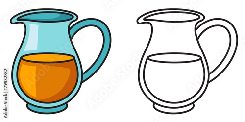 colorful and black and white jug for coloring book