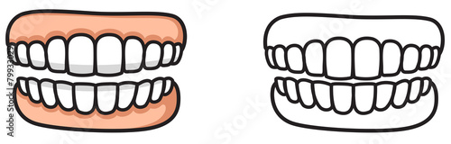 colorful and black and white tooth for coloring book