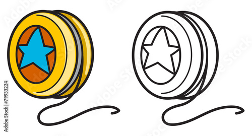 colorful and black and white yo-yo for coloring book