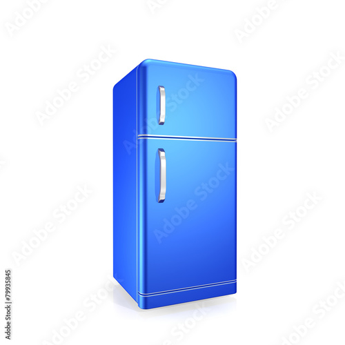 blue fridge on a white background