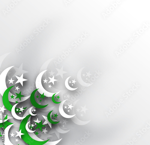 Moon with Pakistan's Flag for Independence Day