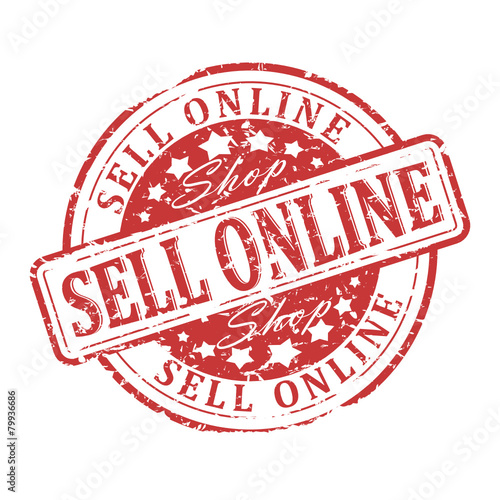 Damaged round red stamp with inscription - sell online - vector