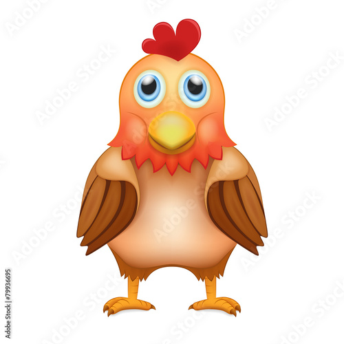 cute red brown rooster in front view photo