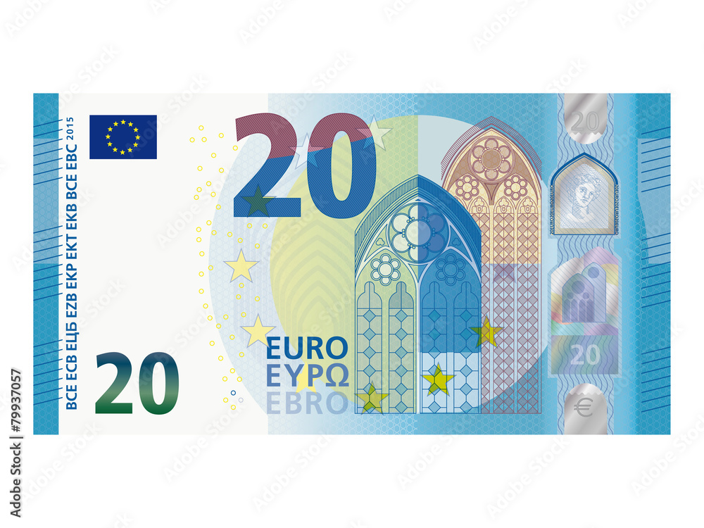 Neuer 20 Euro Schein ab November 2015 Vektor - obrazy, fototapety, plakaty 