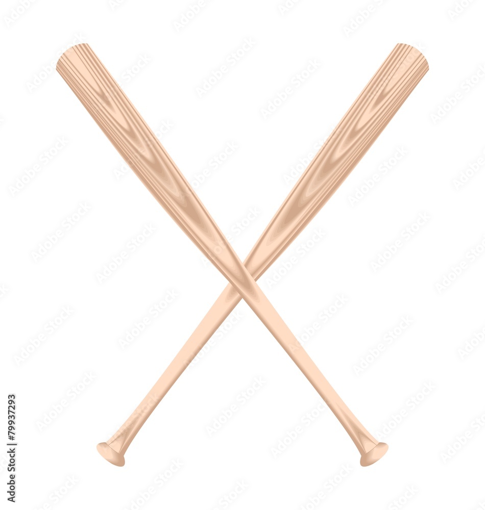 Realistic illustration of two baseball bat Realistic illustration of two baseball bat