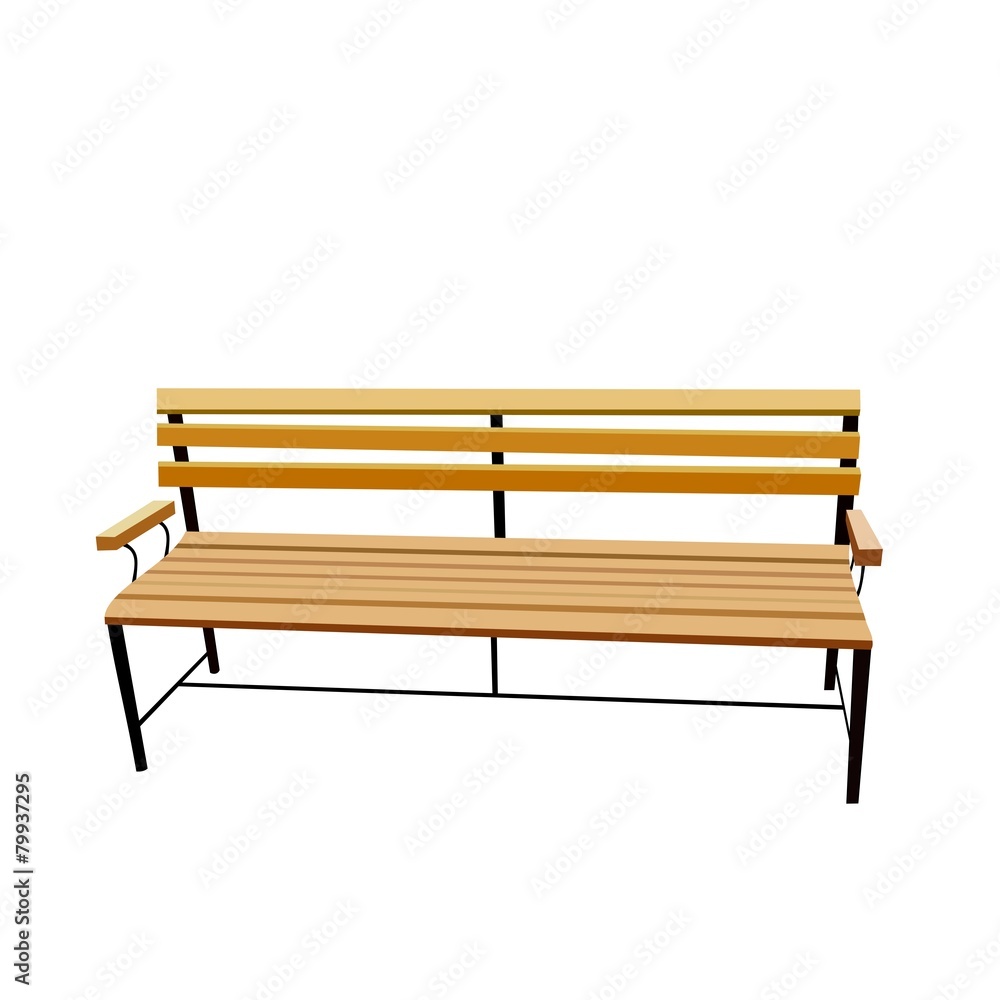Realistic illustration of bench is isolated on white background Realistic illustration of bench is isolated on white background