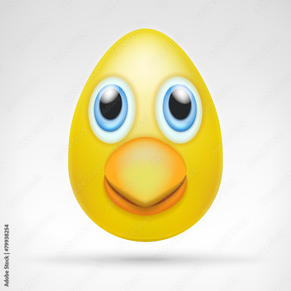 yellow egg shape with cute chicken face