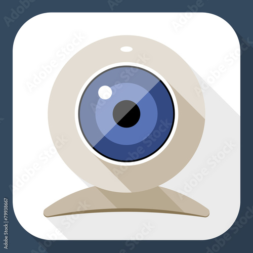 Web camera flat icon with long shadow