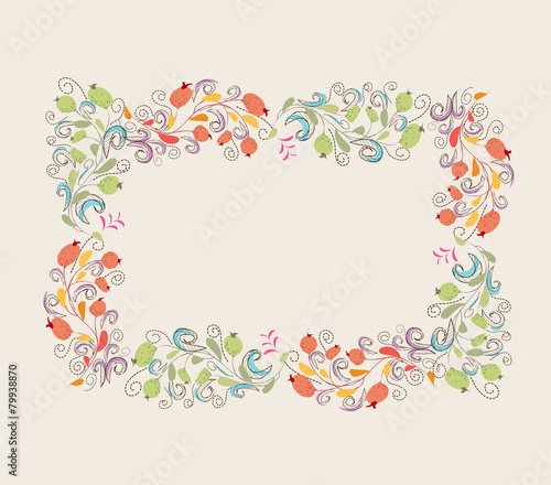 Floral doodle frame