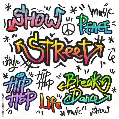 decorative street graffiti art in various color