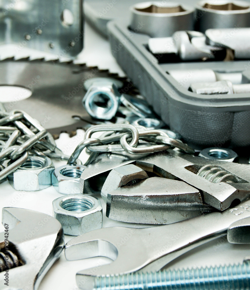 Fototapeta premium Metalwork. Spanner, box and others tools.