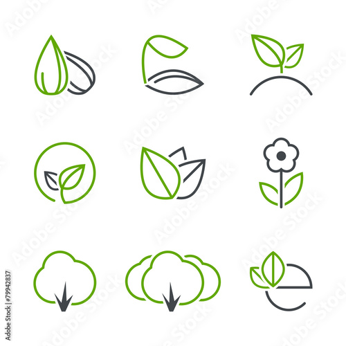 Spring simple vector icon set