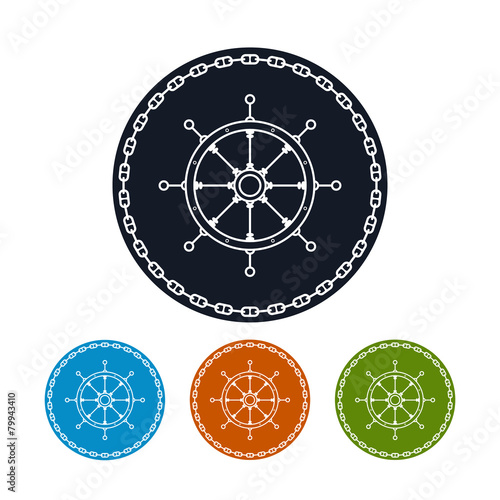 Icon  ship's wheel and chain