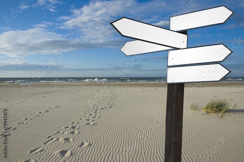 Guidepost on a seashore