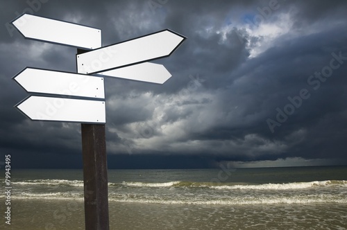 Guidepost on a seashore