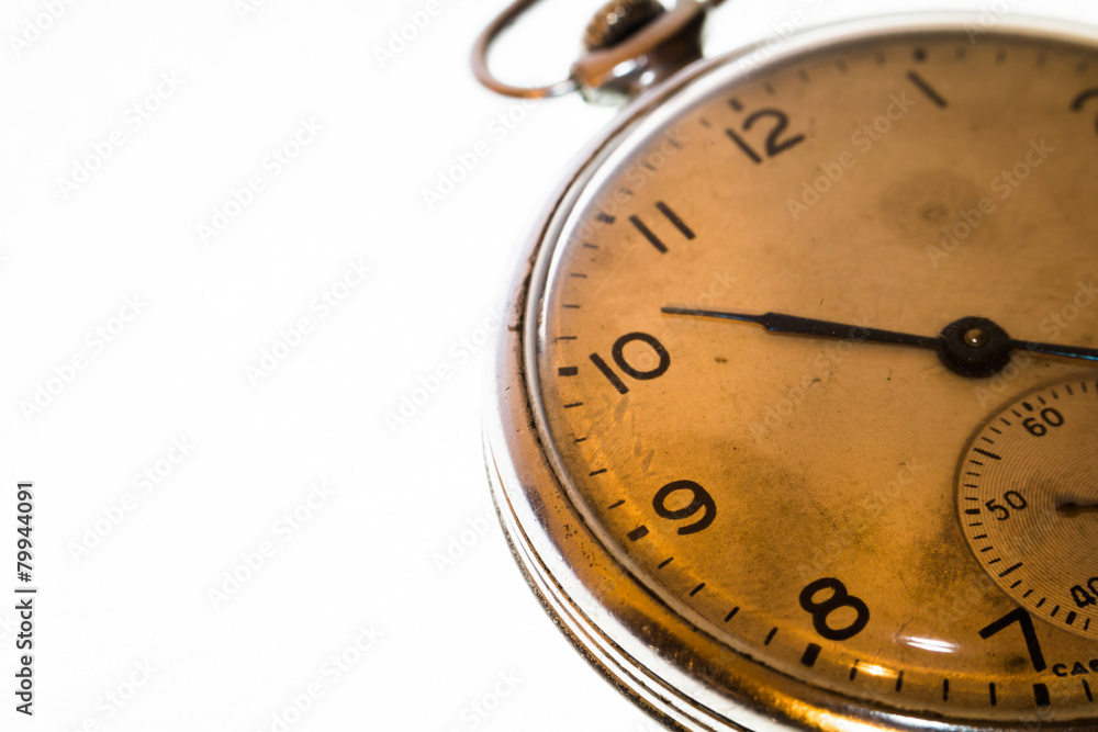 Russian antique pocket watch on white background Russian antique pocket watch on white background