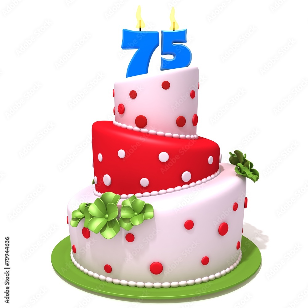 Birthday cake with number seventy five Birthday cake with number seventy five